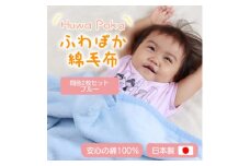 ＜同色2枚セット＞ふわぽか 綿毛布 ブルー 100×140cm 日本製 綿100% 毛布【1607497】