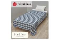 ＜nishikawa/西川＞ガーゼケット(麻混)シングルサイズ　ブルー【1639796】