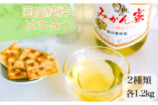 国産純粋はちみつ２種(みかん蜜、山蜜)各　1.2kg(A182-1)