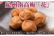 紀州南高梅「花」(塩分6%) 梅干し うめぼし 梅 完熟 独自製法 減塩梅干し 化粧箱入り お裾分け ご自宅用 ご家庭用 旨味 果肉たっぷり 冷麺 食欲増進 さわやか 