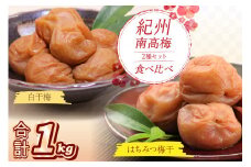紀州南高梅 はちみつ梅500g、白干梅500g 食べ比べセット