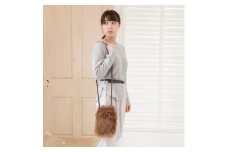 くるくる可愛い チベットラム毛皮ポシェット ブラウン