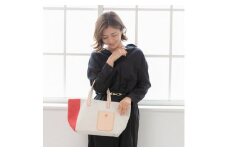 斬新なバイカラーが新鮮！　帆布ハンディートート　レッド