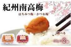 ご家庭用紀州南高梅　選べる2種セット450g×2種＜はちみつ＆かつお＞ / 田辺市 紀州南高梅 南高梅 梅干し 梅干 梅 はちみつ梅 はちみつ漬け しそ梅 しそ漬け かつお梅 白干し梅 昔ながらの梅干し 梅干セット 食べ比べ セット 詰め合わせ【umy024-2-1】