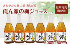 俺ん家の梅ジュース500ml×6本セット / 和歌山 和歌山県産 田辺市 紀州南高梅 南高梅 梅 梅ジュース なつかしい【ktr004-2】
