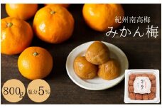 梅干し みかん梅（塩分5％）800g  / 和歌山 田辺市 紀州南高梅 南高梅 梅干し 梅干 梅 うめ 肉厚 みかん みかん果汁 デザート 温州みかん 梅酒 健康 みかん味 塩分5％ 塩分控えめ 減塩 低塩 【isg007-2】