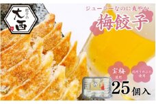 大西の梅餃子　25個入り 【プレミア和歌山認定品】 / 和歌山県 田辺市 ぎょうざ ギョウザ ギョーザ 手作り 紀州南高梅 南高梅 宝梅使用 紀州うめぶた にんにく不使用 無添加 冷凍【gyz001-1】