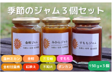 季節のジャム150g×3個セット / 温州みかん  金柑 三宝柑 すもも セット 詰め合わせ 甘露煮 柑橘 不知火 べにばえ ポンカン 和歌山 田辺市【ike002】