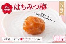 紀州南高梅 はちみつ梅干し （塩分8％）500g A級品 / 梅干し 梅干 梅 和歌山 田辺市 紀州南高梅 南高梅 はちみつ使用 はちみつ梅 肉厚 お米 おにぎり 焼酎 梅酒 健康 はちみつ梅 塩分8％ 塩分控えめ【ske022】