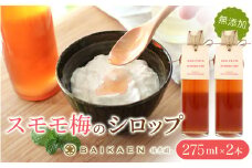 スモモ梅の無添加シロップ 275ml×2本 / すもも スモモ 梅干し 梅干 うめぼし 南高梅 国産 梅 うめ ウメ 健康 シロップ 果汁 和歌山県 田辺市【bik010】
