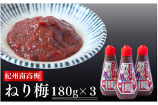 紀州南高梅 ねり梅セット 180g×3本  / 紀州南高梅 南高梅 梅 ねり梅 練り梅 練梅 しそ漬 しそ漬け 調味梅肉 おにぎり おむすび チューブ ご飯のお供 田辺市 【kmn009】