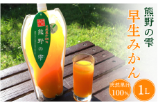 天然果汁100％ みかんジュース 熊野の雫【温州みかん（早生）】1L / ミカンジュース 早生みかん 温州 生搾り 果汁100％ ストレート パウチ入 柑橘 和歌山県 田辺市【hso013】
