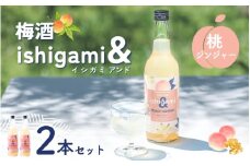 梅酒 ishigami&（イシガミアンド）（桃ジンジャー） 600ml×2本 /  桃 生姜 梅干し 梅 うめ 炭酸割り ロック 和歌山 田辺市 紀州産 南高梅 完熟梅 フルーツ【isg043】