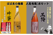 ばばあの梅酒　人気梅酒2本セット（蜂蜜梅酒 12度・黒糖梅酒 12度） 各720ml  / 和歌山 田辺市  紀州南高梅 南高梅 梅 梅酒 ロック  ソーダ割り ギフト 家飲み 酒 お酒 水割り ギフト プレゼント 富田の水 モンドセレクション ばばあの梅酒 蜂蜜 ハチミツ 黒糖 黒糖梅酒【dnm019】