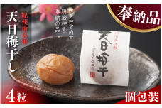 天日梅干　4粒（紙箱） / 梅干し 個包装 梅 南高梅 梅干 和歌山 田辺市 高級 はちみつ梅うめ ハチミツ梅 甘い はちみつ梅干し 肉厚 お米 おにぎり 健康 【mrs035】
