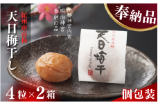 天日梅干 4粒×2箱（紙箱） / 梅干し 個包装 梅 南高梅 梅干 和歌山 田辺市 高級 はちみつ梅うめ ハチミツ梅 甘い はちみつ梅干し 肉厚 お米 おにぎり 健康 【mrs036】