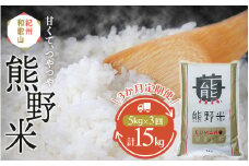 【3カ月定期便】熊野米 計15kg（5kg×3回） / 田辺市 熊野 熊野米 ブランド米 米 ひかり新世紀 お米 コシヒカリ型品種 和歌山 紀州 おこめ ご飯【tgm005-tk-1】