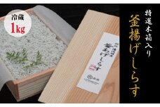 特上茹でたて釜揚げしらす　木箱入り1kg【冷蔵】無添加・無着色 しらす シラス 釜揚げ 冷蔵【mar109】