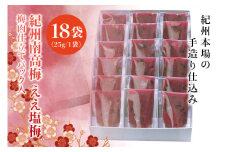 紀州南高梅　ええ塩梅　梅肉仕立てパック入 ×　18袋（25g/1袋）なかやまさんちの梅干【nky016】
