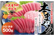 【本日までの受付！】【好評により寄附額変更！】本マグロ（養殖）トロ＆赤身セット 500g 【12月26日～30日に発送】高級 クロマグロ  中トロ 中とろ まぐろ マグロ 鮪 赤身 柵 じゃばらまぐろ 年内配送 年内発送 お正月 正月【nks110B-cp-sg】