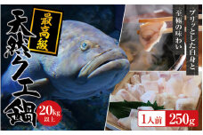 【冷蔵】天然 最高級クエ 20kg 以上  クエ鍋セット 1人前(250g×1) 【2025年11月下旬から2026年2月下旬までに順次発送致します。】 / 高級 海鮮 お魚 魚  くえ鍋 クエ鍋 くえ くえ天然 冷蔵 海産物【tkw009-1】
