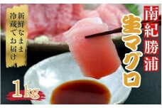 水揚げ高日本一！ 南紀勝浦産 生まぐろ ブロック 約1kg マグロ まぐろ 鮪 赤身 ブロック 刺身 冷蔵【hor002A】
