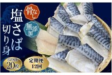 【全12回定期便】骨無し 無添加 塩さば 切身 約1.25kg（250g×5パック 20枚）/ さば 塩さば 冷凍 おかず 魚 お魚 魚介 海鮮 安心 人気 大容量 小分け ごはんのお供 ふっくら やわらか 美味しい 焼き魚 骨なし 定期便【tkb323A】