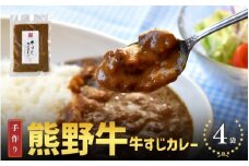 熊野牛の牛すじを使ったこだわりの手作りカレー 200g×4袋/カレー 肉 牛 牛すじ 熊野牛 ブランド 和牛 高級和牛 冷凍 通年 手作り うまい 逸品 おかず 牛すじカレー【okd005】