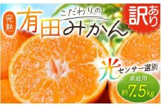 【訳あり】農家直送 有田みかん 約7.5kg ご家庭用 サイズ混合 ※2025年11月中旬より順次発送予定（お届け日指定不可）※北海道・沖縄・離島への配送不可 訳ありみかん みかん ミカン 蜜柑 柑橘 フルーツ 果物 くだもの 温州みかんサイズ混合 訳ありみかん 温州みかん 有機質肥料100% ふるさと納税 柑橘 有田 産地直送【nuk157D】