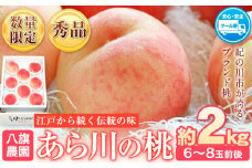 【先行予約】あら川の桃 化粧箱入 約2kg(6-8玉) 秀品 八旗農園《2026年6月下旬-8月上旬頃出荷》 和歌山県 紀の川市 桃山町 もも モモ 果物 フルーツ