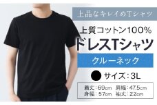 上質コットン100%のドレスTシャツクルーネック サイズ 3L カラー ブラック ライフスタイルアクセント《30日以内に出荷予定(土日祝除く)》 和歌山県 紀の川市 コットン100% メンズ Tシャツ 半袖 フォーマル カジュアル 送料無料