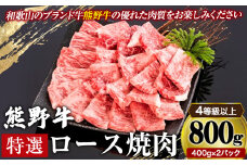 「熊野牛」特選ロース焼肉800g 4等級以上 株式会社松源《30日以内に出荷予定(土日祝除く)》和歌山県 岩出市