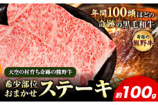 熊野牛 希少部位おまかせステーキ 約100g  有限会社松牛《30日以内に出荷予定(土日祝除く)》 和歌山県 岩出市 希少 肉 牛肉 熊野牛 送料無料 ステーキ 希少部位 x-1