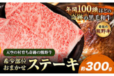 熊野牛 希少部位おまかせステーキ 約300g  有限会社松牛《30日以内に出荷予定(土日祝除く)》 和歌山県 岩出市 希少 肉 牛肉 熊野牛 送料無料 ステーキ 希少部位 x-1