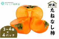 〈プレミア和歌山認定品〉貯蔵たねなし柿 3~4個入×４パック【2024年12月中旬～2025年1月上旬までに順次発送】＜味好農園＞/柿 かき 種無し柿 たねなし柿 果物 フルーツ 和歌山 【agy008】