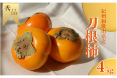 【☆令和7年産☆先行予約】たねなし柿 刀根柿【秀品】約4kg【2025年9月下旬～10月上旬に順次発送致します。】/ 和歌山県 紀美野町 2L～4L 種なし カキ 柿 かき 刀根 【frt001A】