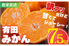 【訳あり】農家直送 有田みかん 約7.5kg ご家庭用 サイズ混合 （お届け日指定不可）※2025年11月中旬より順次発送予定　※北海道・沖縄・離島への配送不可 ／ みかん 温州みかん サイズ混合 温州みかん 有機質肥料100% ふるさと納税 柑橘 有田 産地直送【nuk157C】