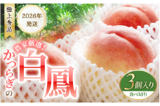 先行販売！【モモ】 白鳳　桃の王様！食べきりやすい３個入り【秀品】こだわり農家厳選【2026年6月末頃より順次発送】 【KG17】