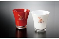 漆器 ガラス タンブラーグラス 蒔絵千羽鶴 ペア 赤 白【YG40】