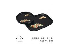 丸盆・長手盆セット 黒 和み春秋 【成願義夫】 工芸品 漆器 海南市【YG195】