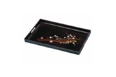 長手盆 PC 48cm 溜 みやび春秋【YG420】