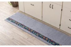 北欧の「幸せを運ぶ馬」ダーラヘスト柄のキッチンマット ライトグレー 50cm×横270cm