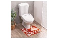 運気を呼び込む古典柄普通トイレマット テラコッタ