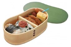 ［リーフグリーン］曲げわっぱ 豆型 カラー 弁当箱 紀州漆器 まげわっぱ［YS128］