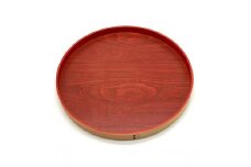 ［チェリーピンク］木製 お盆 曲げわっぱ カラー丸盆 まげわっぱ 紀州漆器［YS145］