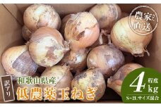 ［2026年発送分・先行予約］訳あり 農家さん直送 低農薬玉ねぎ 4kg程度 S～2L混合［4月中旬～7月中旬頃発送予定］ご家庭用 ※傷有り［KF19］