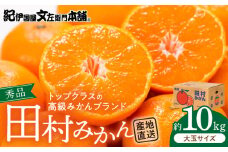 V7445_田村みかん／10kg秀品【大玉サイズ】／紀州和歌山有田郡湯浅町田村地区産／最高級プレミアムブランドの田村ミカン／紀伊国屋文左衛門本舗(お届け日指定不可)