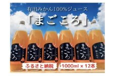 ZE6184_【まごころ】有田みかんジュース100%  1000ml × 12本 【和歌山 ミカンジュース ストレート 果汁100%】