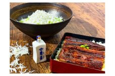 E6101n_うなぎ蒲焼2本と釜揚げしらす300gコラボセット 【角長特製醤油タレ付き】【湯浅町×有田川町】   ※着日指定不可