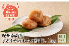 V20-T02_【定期便6回】紀州南高梅 まろやかはちみつ梅干し 1kg （毎月お届け）